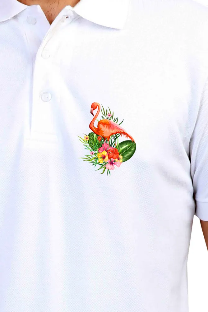 Polo Neck T-Shirt (Men) - Fashionable Flamingo (10 Colours)