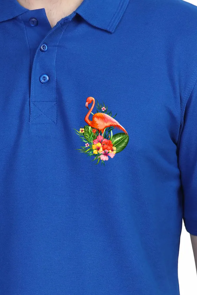 Polo Neck T-Shirt (Men) - Fashionable Flamingo (10 Colours)