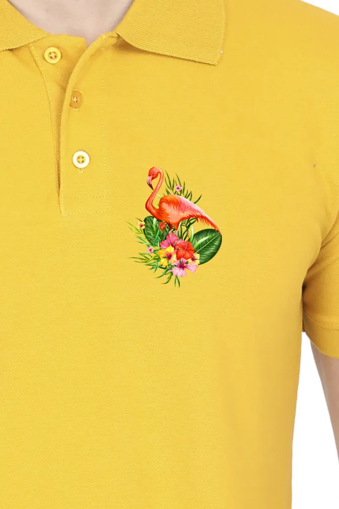 Polo Neck T-Shirt (Men) - Fashionable Flamingo (10 Colours)