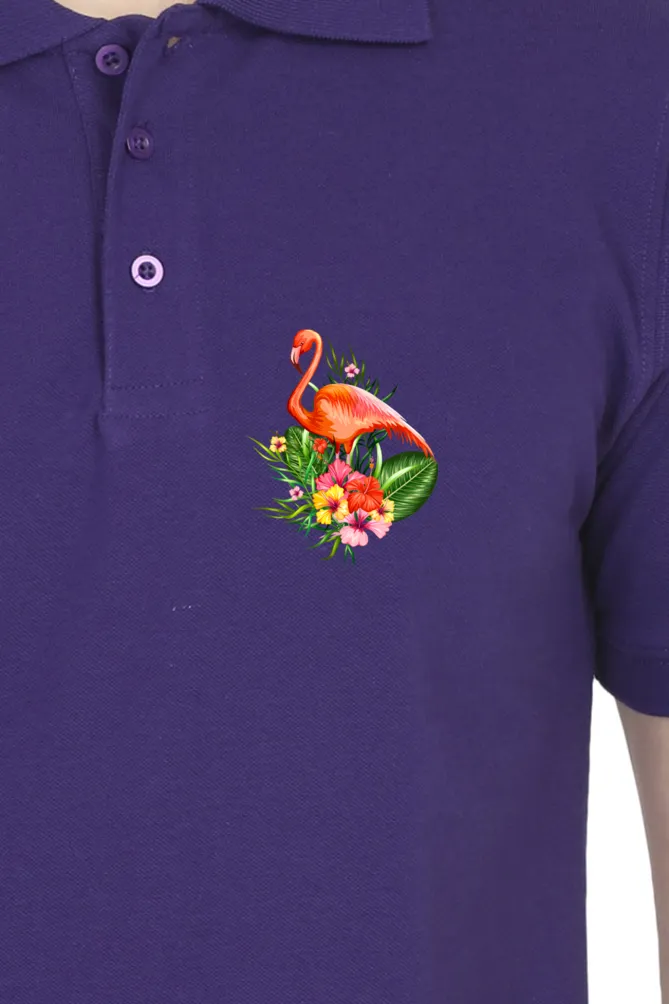 Polo Neck T-Shirt (Men) - Fashionable Flamingo (10 Colours)