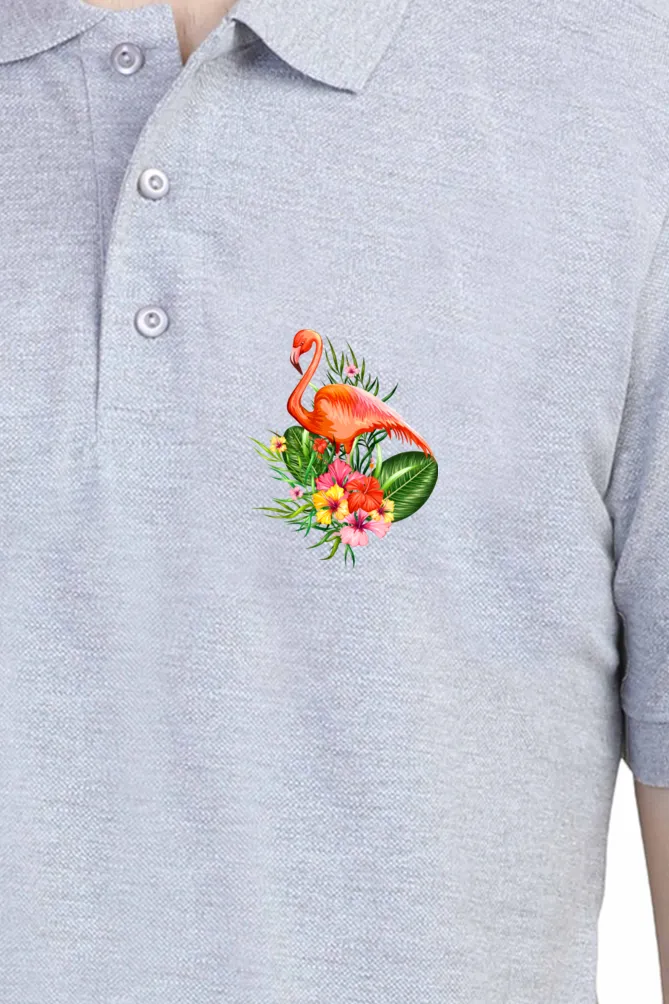 Polo Neck T-Shirt (Men) - Fashionable Flamingo (10 Colours)