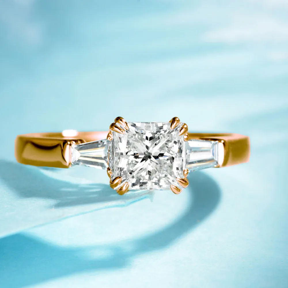 Princess Cut Diamond Tapered Baguette Diamond Engagement Ring