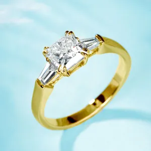 Princess Cut Diamond Tapered Baguette Diamond Engagement Ring