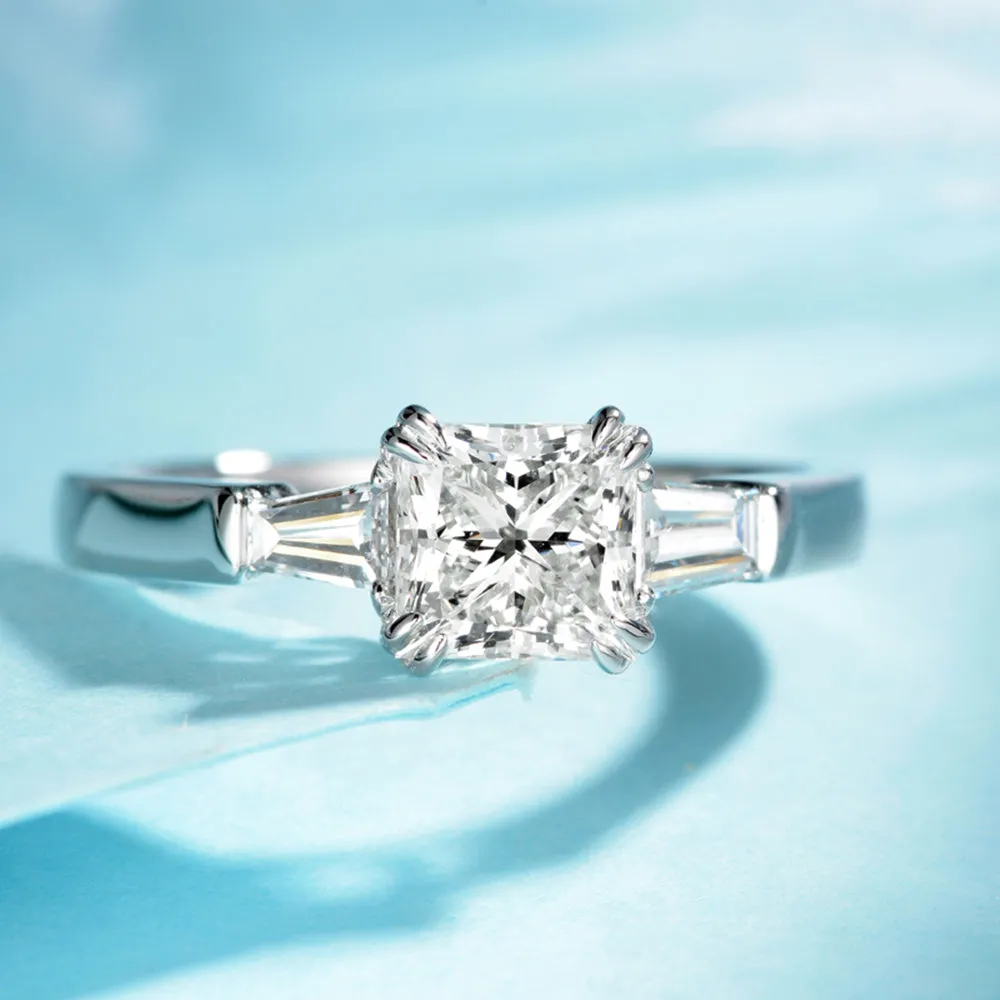 Princess Cut Diamond Tapered Baguette Diamond Engagement Ring
