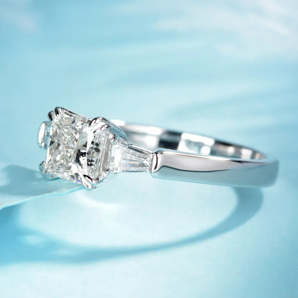 Princess Cut Diamond Tapered Baguette Diamond Engagement Ring