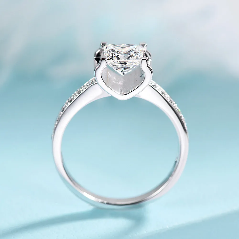 Princess Cut GIA Diamond Bull Head Engagement Ring