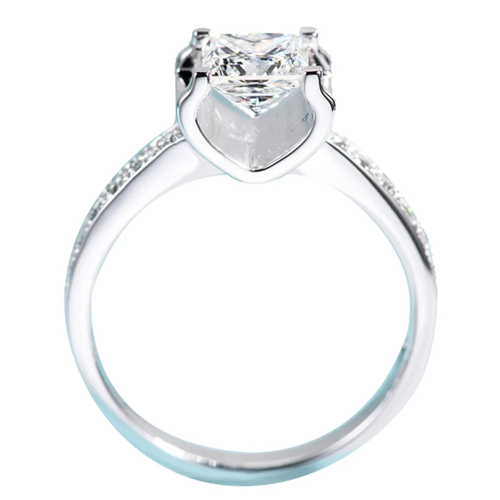 Princess Cut GIA Diamond Bull Head Engagement Ring