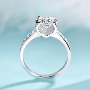 Princess Cut GIA Diamond Bull Head Engagement Ring