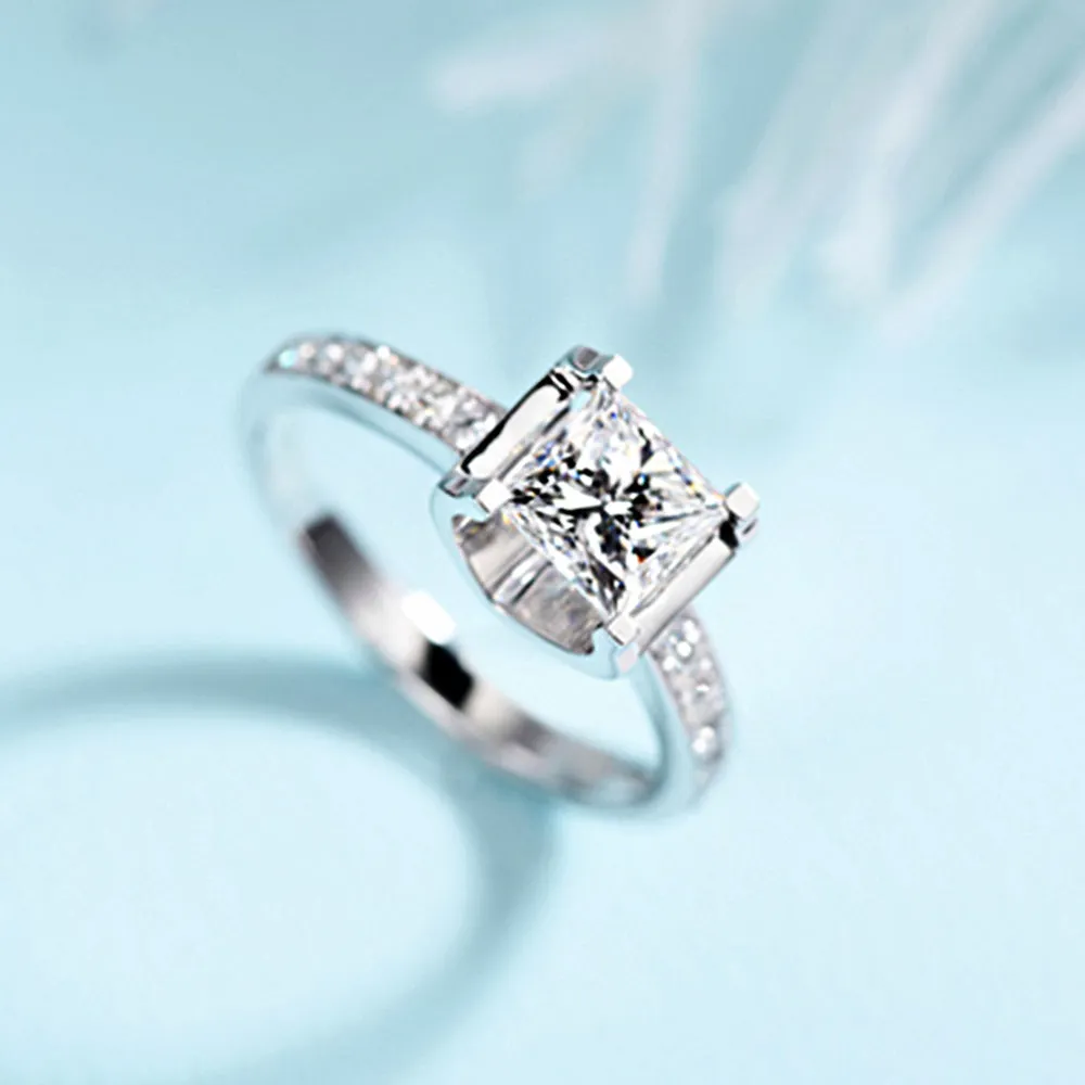 Princess Cut GIA Diamond Bull Head Engagement Ring