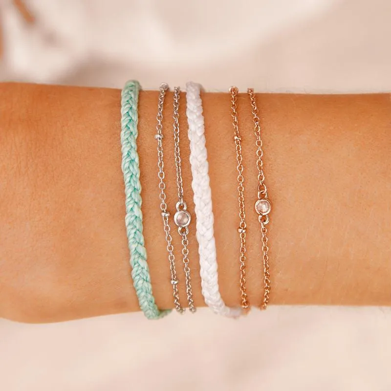 Pura Vida Rose Gold Chain Bracelet ~ Satellite Chain White