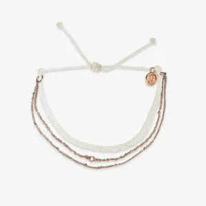 Pura Vida Rose Gold Chain Bracelet ~ Satellite Chain White