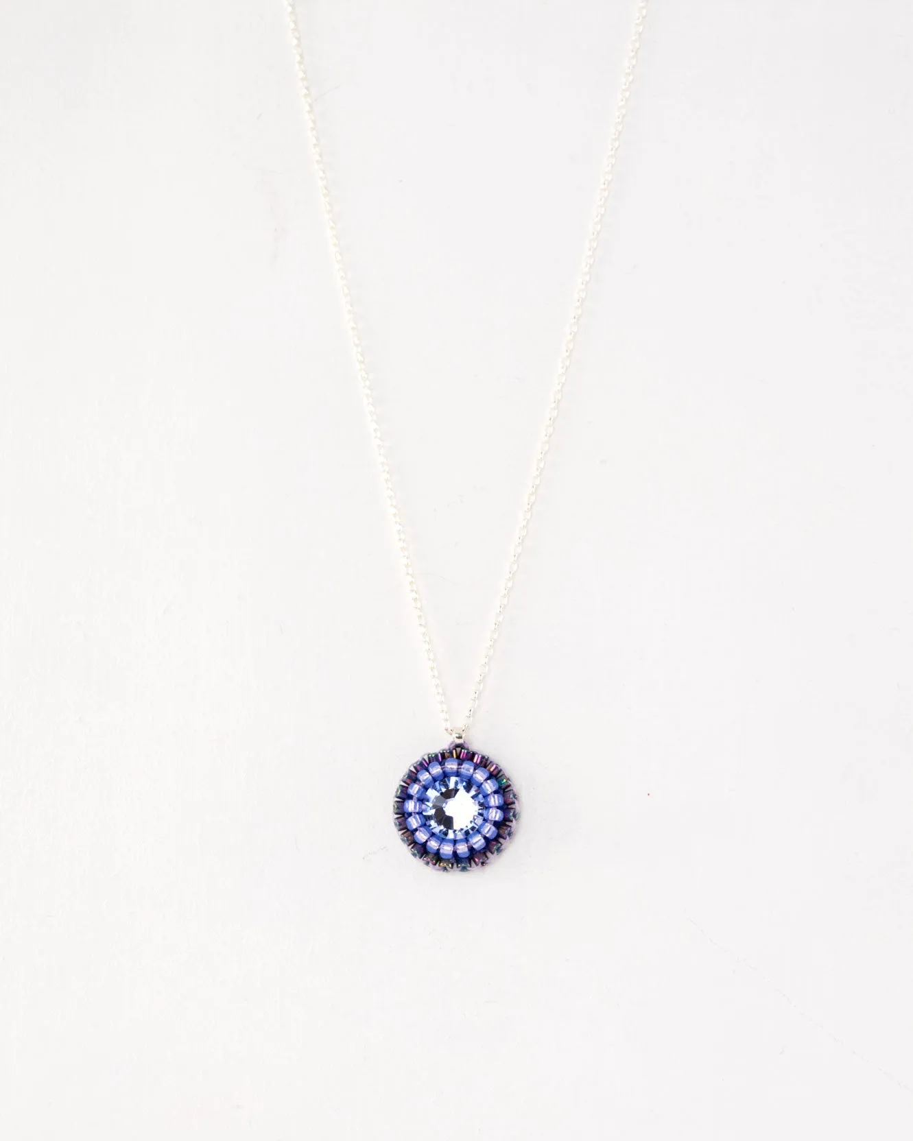 Purple dainty necklace | lavender hand-beaded pendant