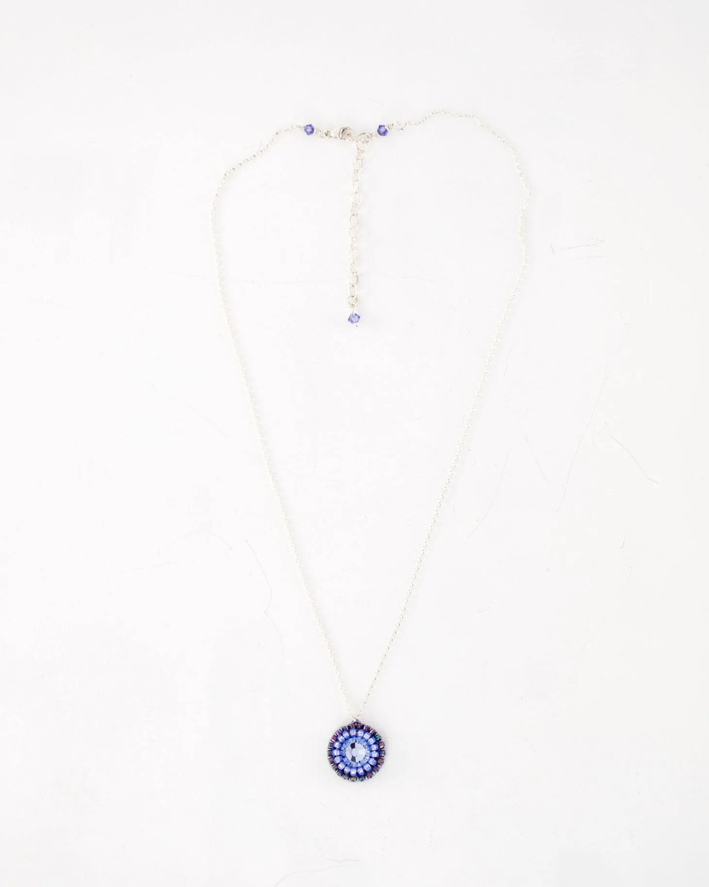 Purple dainty necklace | lavender hand-beaded pendant