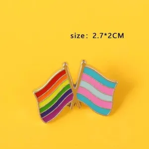 Rainbow and Trans Striped Flag Brooch