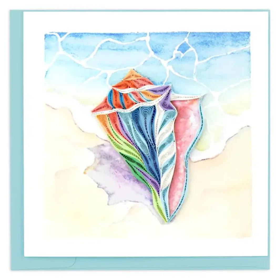 Rainbow Conch Shell Quilling Card