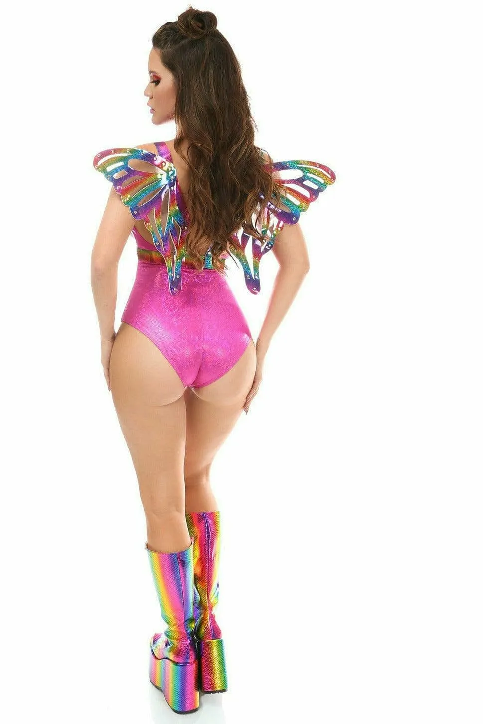 Rainbow Glitter PVC Large Butterfly Wing Body Harness
