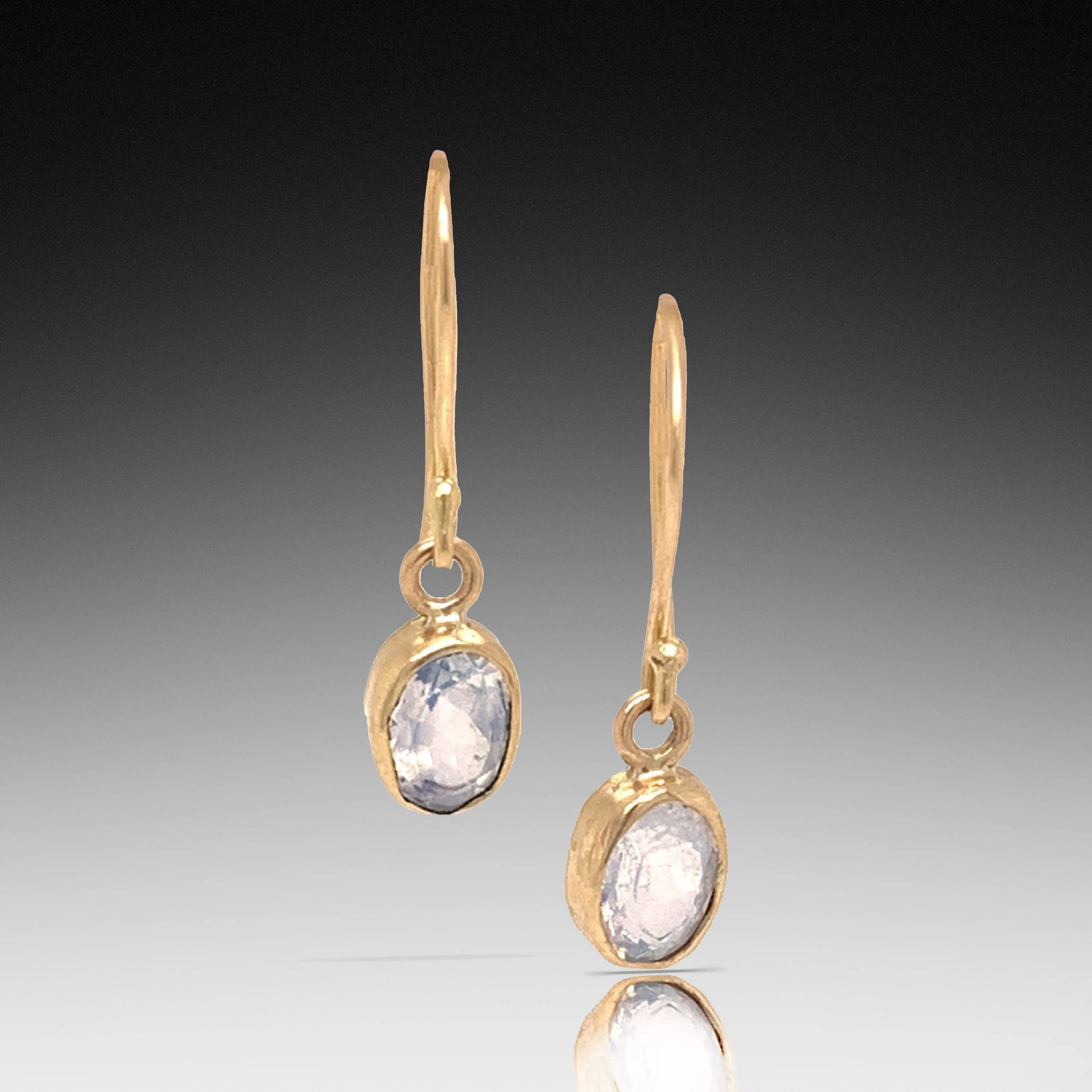 Rainbow Moonstone Gold Earrings