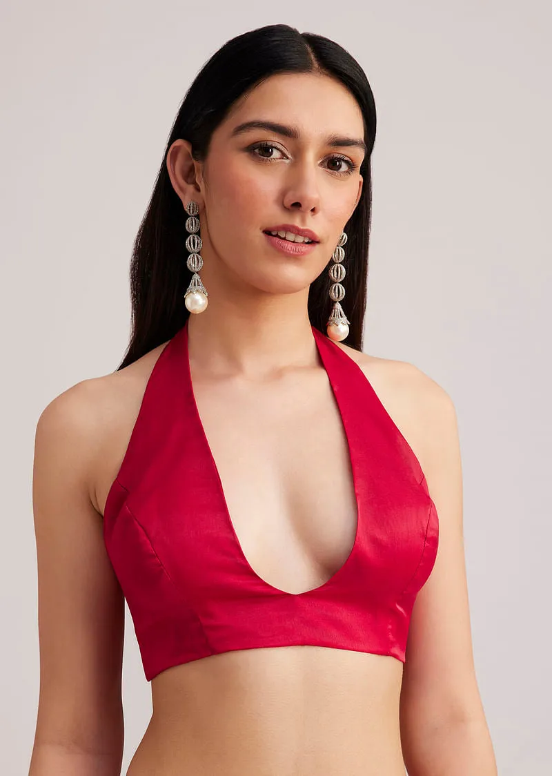 Rani Pink Organza Saree With Overall Cutdana Work