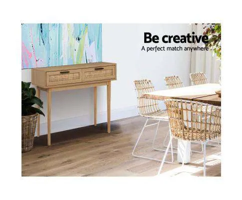 Rattan Console Table Drawer Storage Hallway Tables Drawers