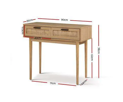 Rattan Console Table Drawer Storage Hallway Tables Drawers