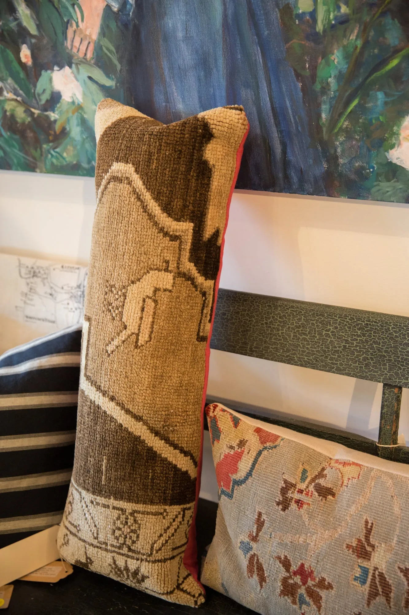 Reclaimed Vintage Turkish Rug Fragment Lumbar Pillow