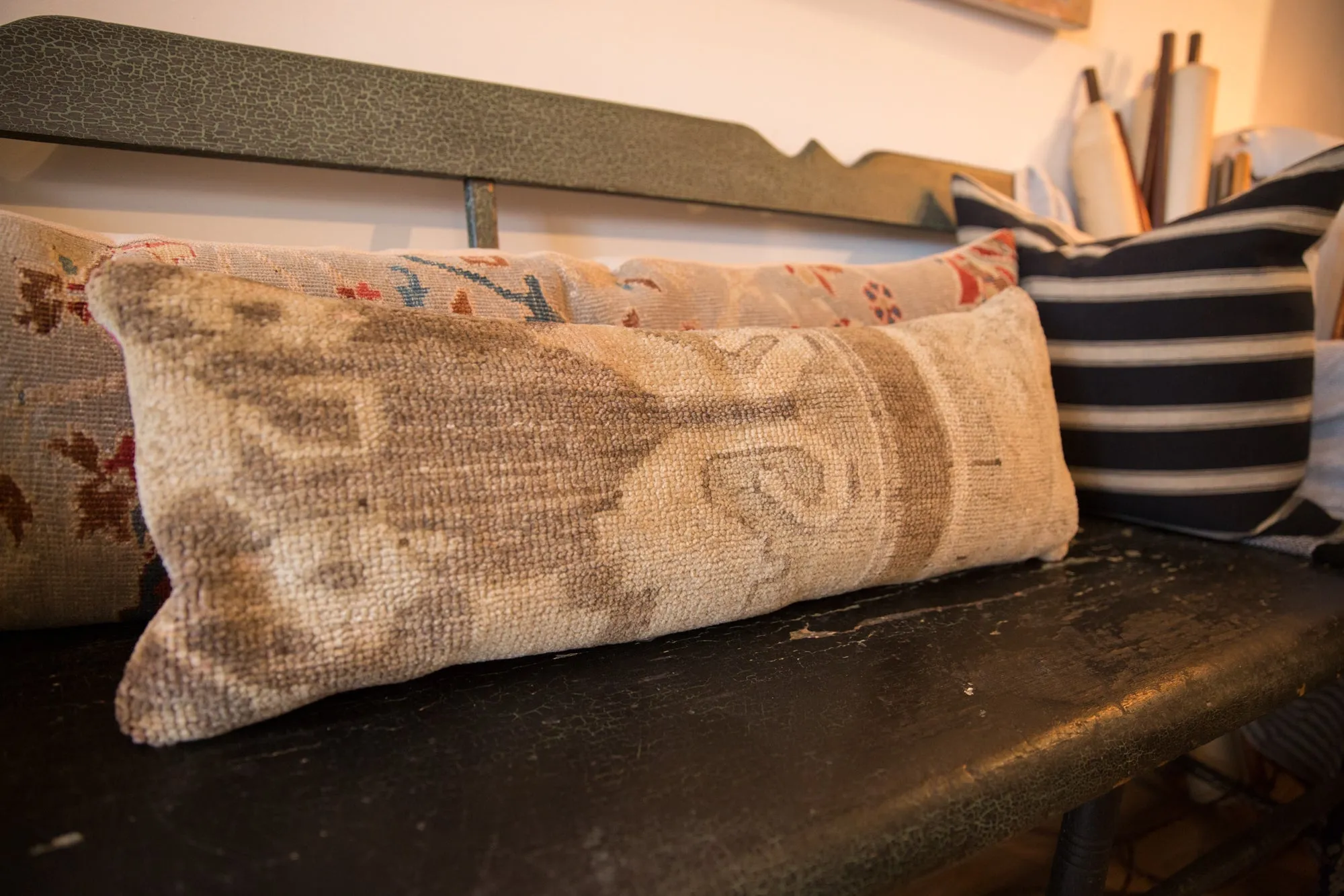 Reclaimed Vintage Turkish Rug Fragment Lumbar Pillow