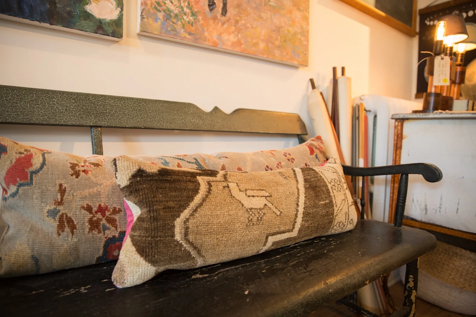 Reclaimed Vintage Turkish Rug Fragment Lumbar Pillow