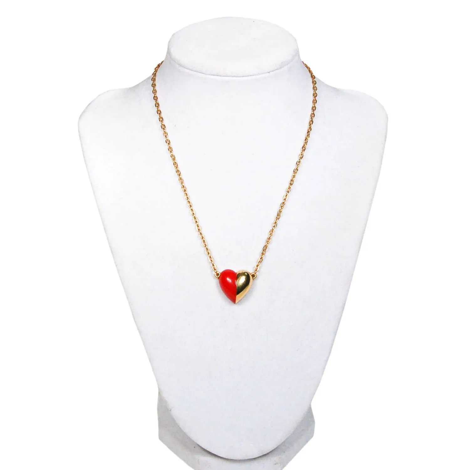 Red and Gold Heart Necklace by Crown Trifari