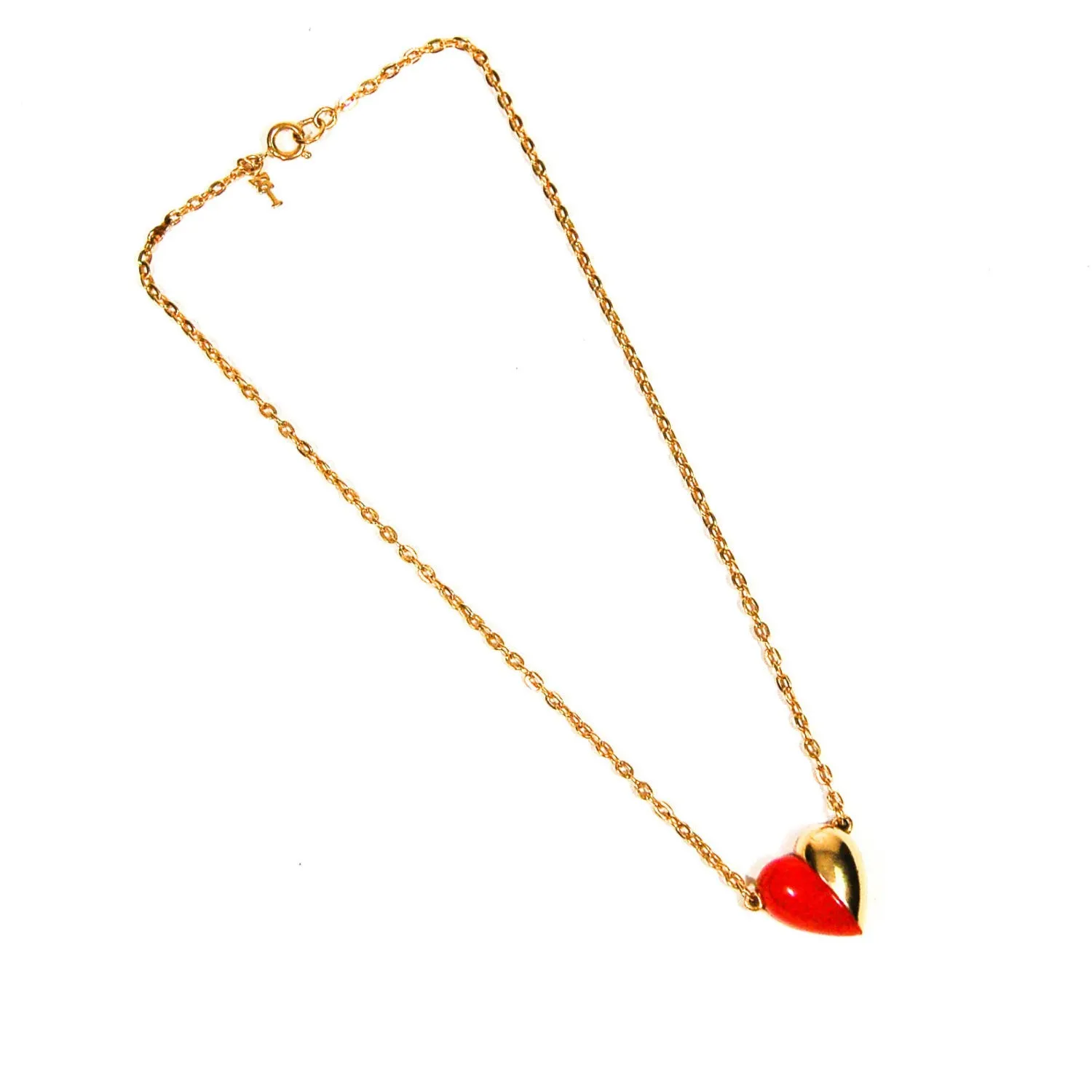 Red and Gold Heart Necklace by Crown Trifari