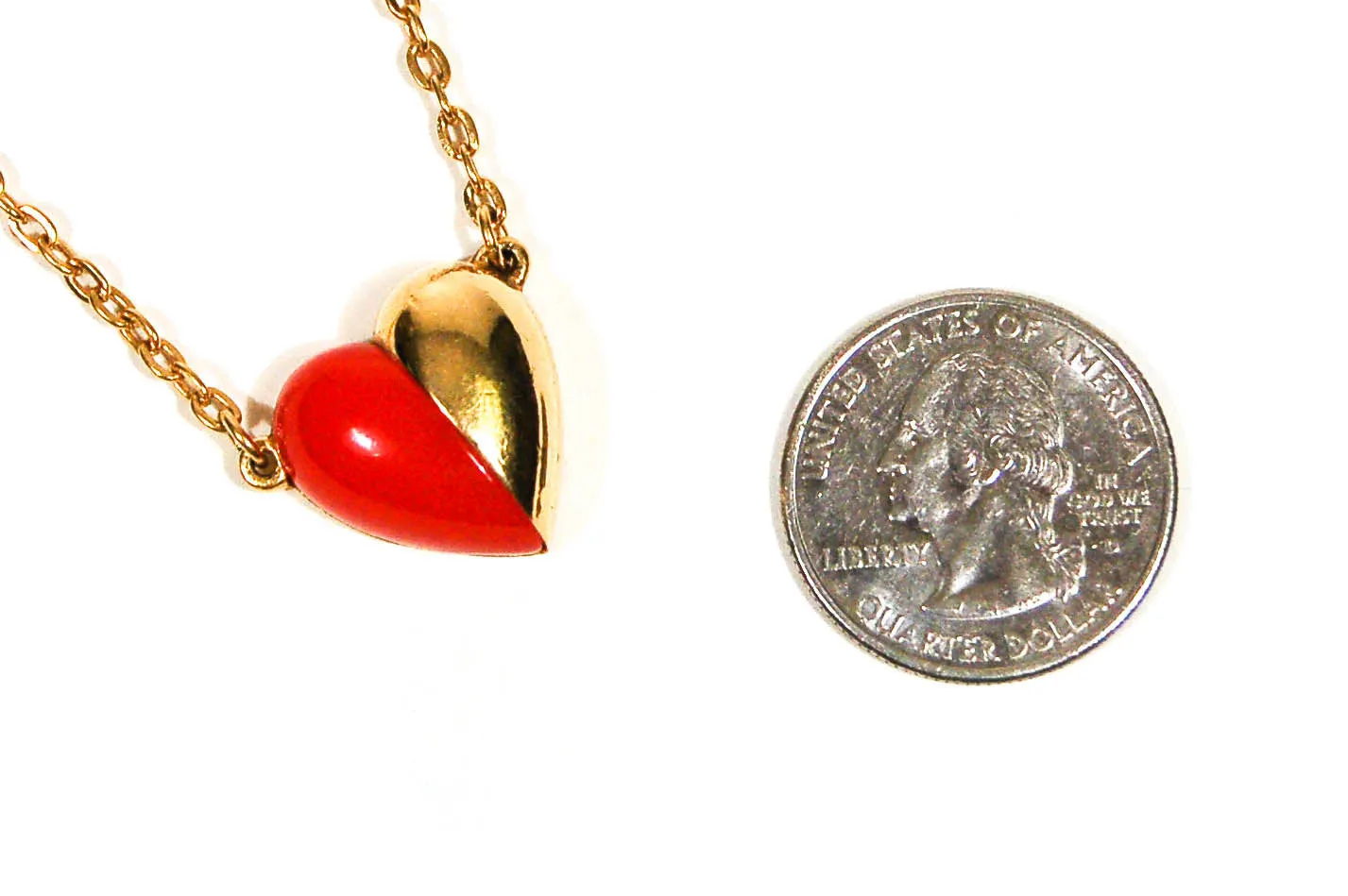 Red and Gold Heart Necklace by Crown Trifari