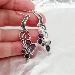 Red Garnet Earrings 925 Sterling Silver  Handmade long Dangle Hadar Designers (H)