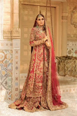 Red Lehenga with Golden Work Pakistani Wedding Dresses