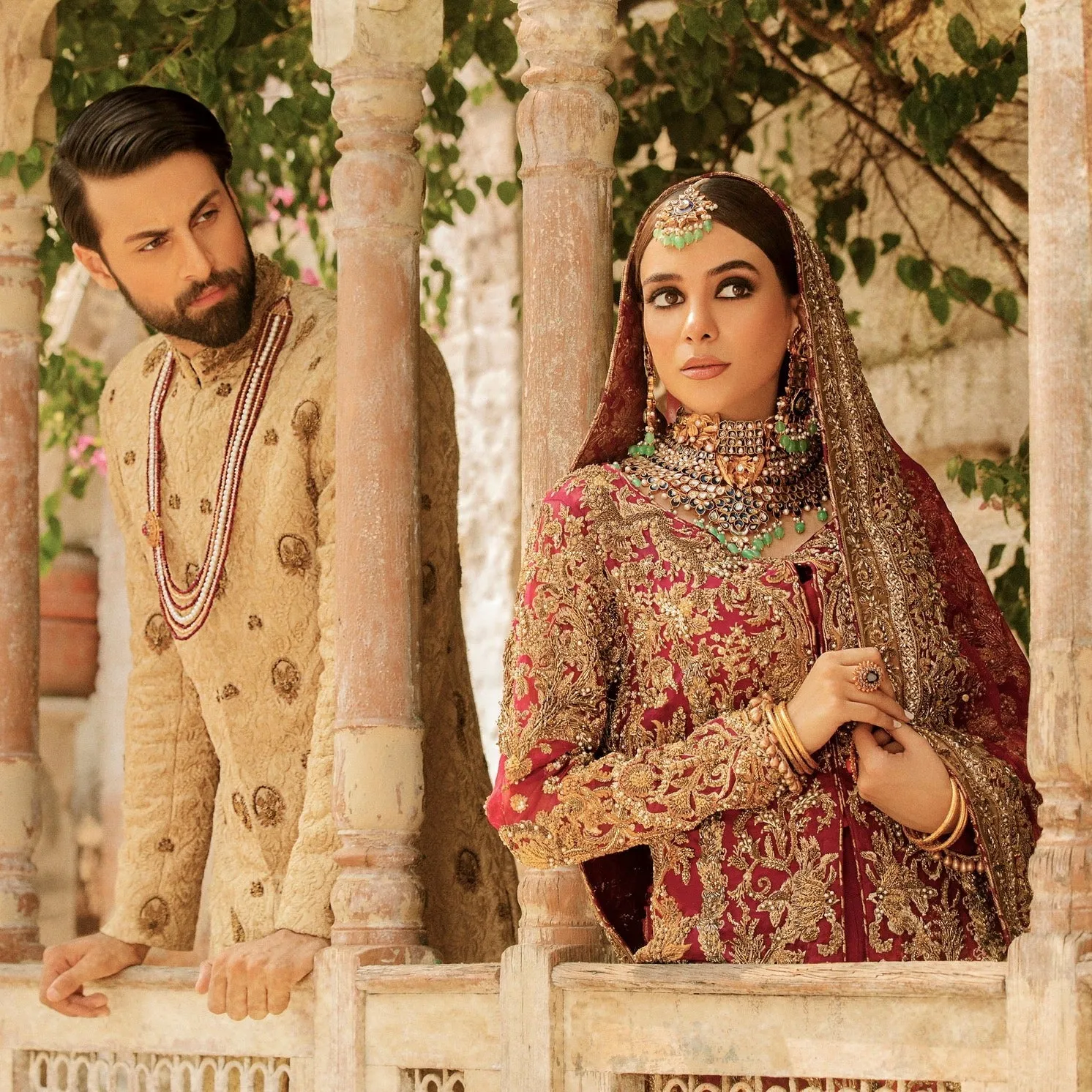 Red Lehenga with Golden Work Pakistani Wedding Dresses
