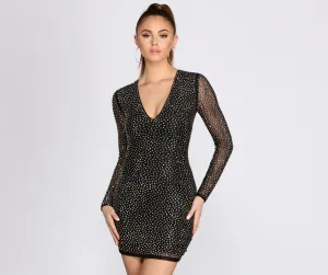 Ria Heat Stone Charming Formal Mini Dress