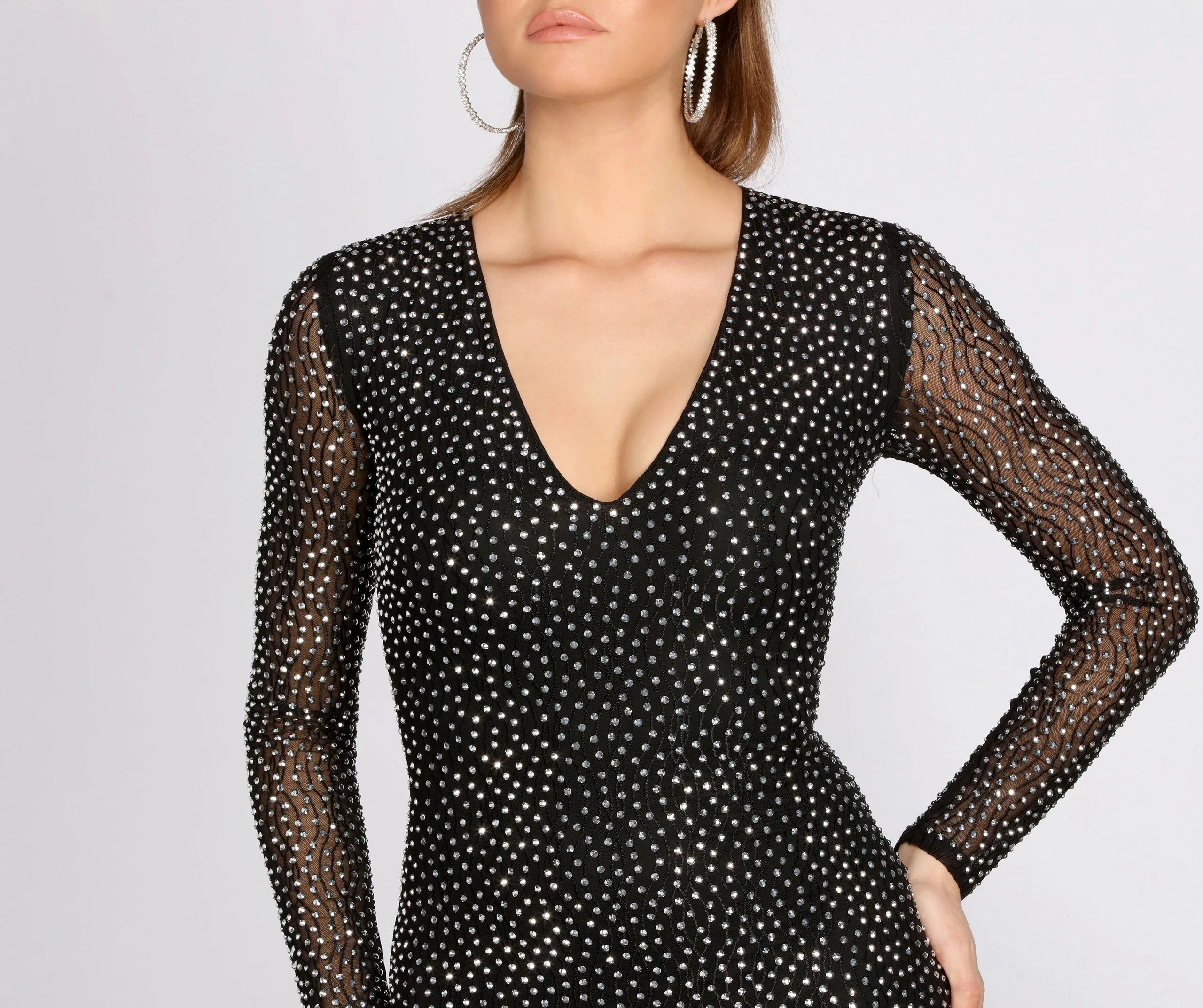 Ria Heat Stone Charming Formal Mini Dress