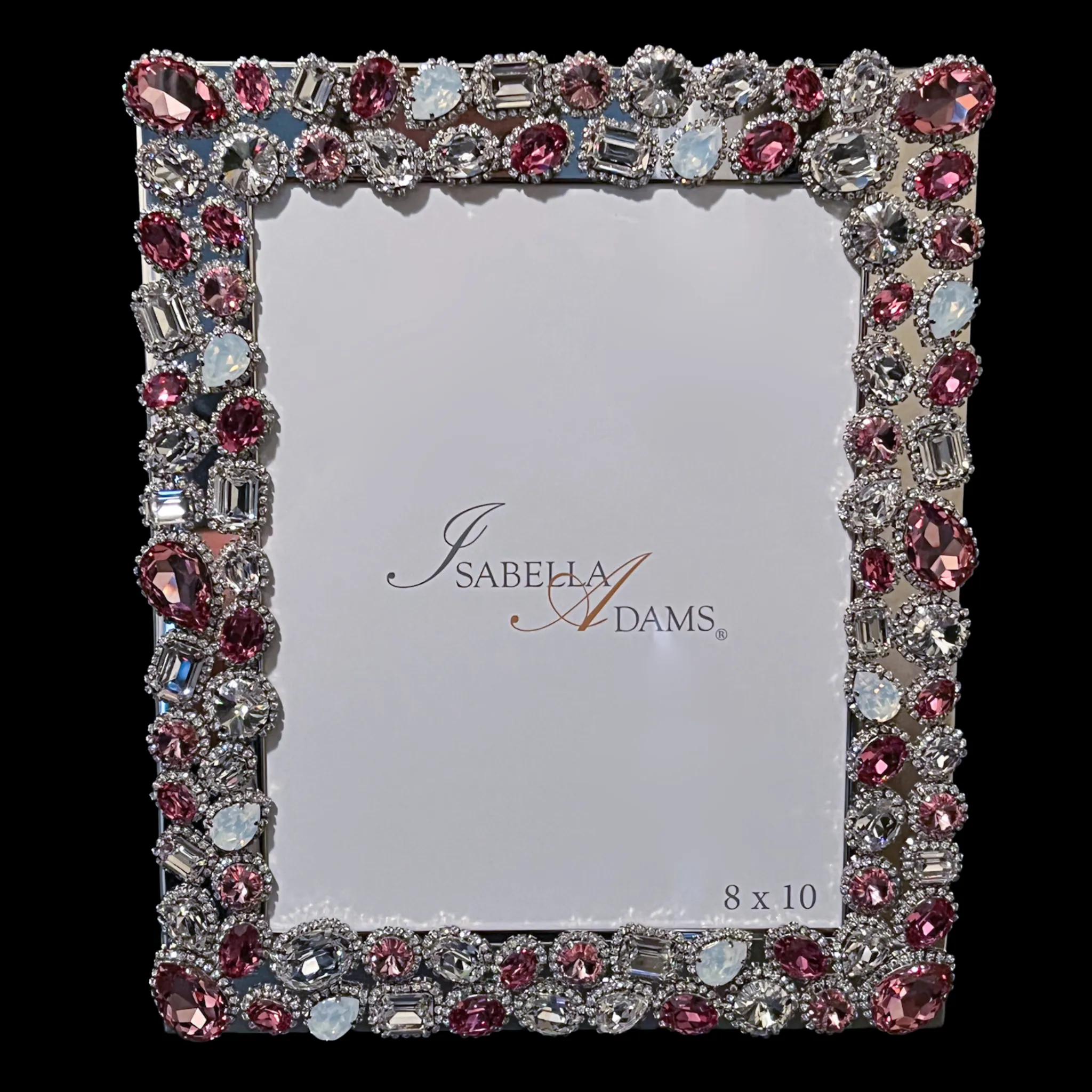 Rose Pink 8 x 10 Crystal Cluster Picture Frame Featuring Premium Crystal