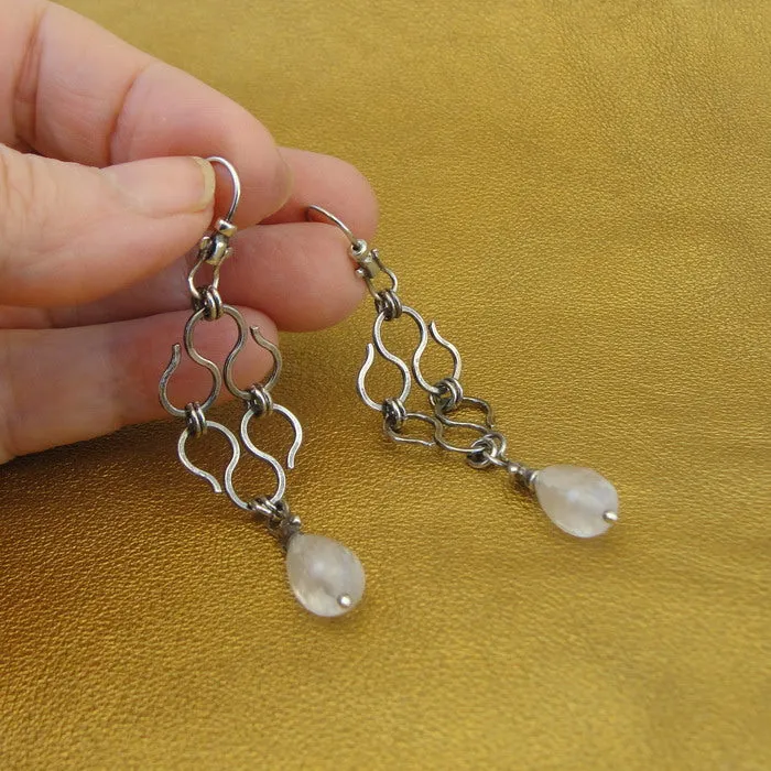 Rose Quartz Earrings 925 Sterling Silver Handmade Art Hadar Designers  (H) LAST