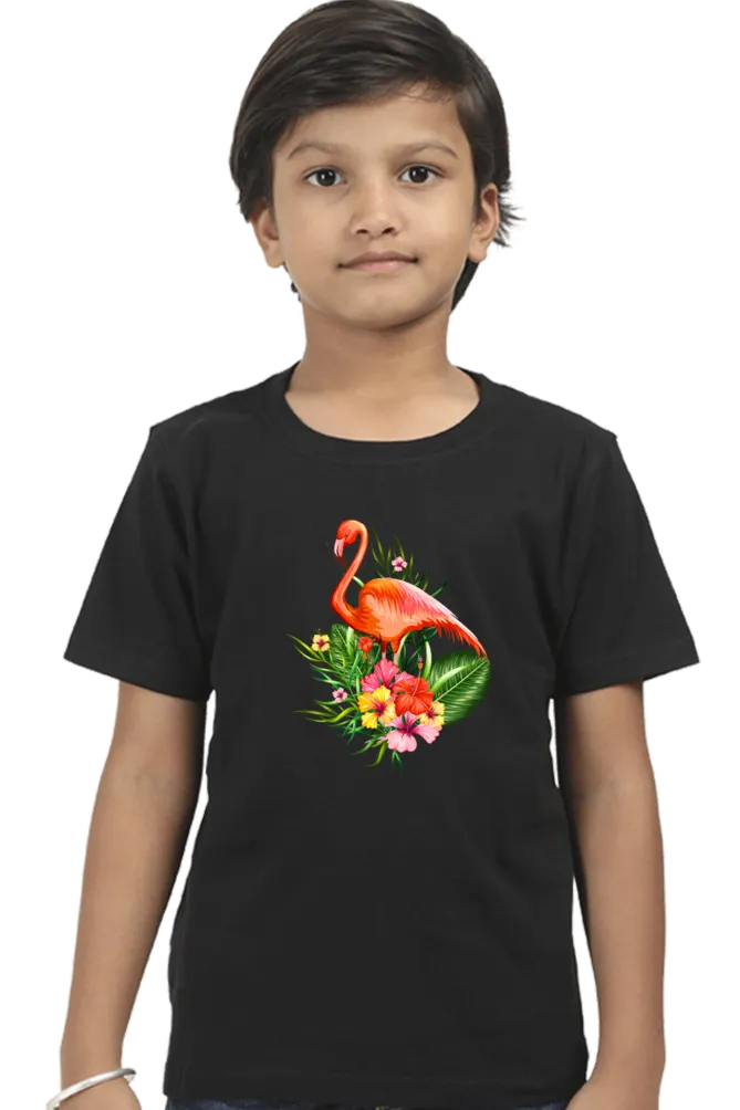 Round Neck T-Shirt (Boys) - Fashionable Flamingo (10 Colours)