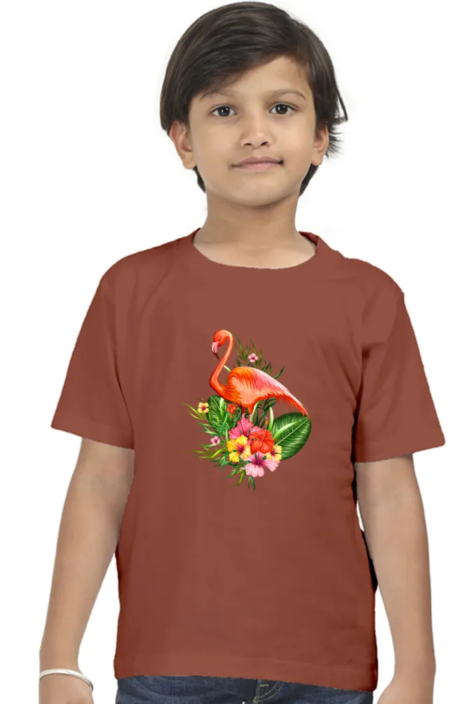Round Neck T-Shirt (Boys) - Fashionable Flamingo (10 Colours)