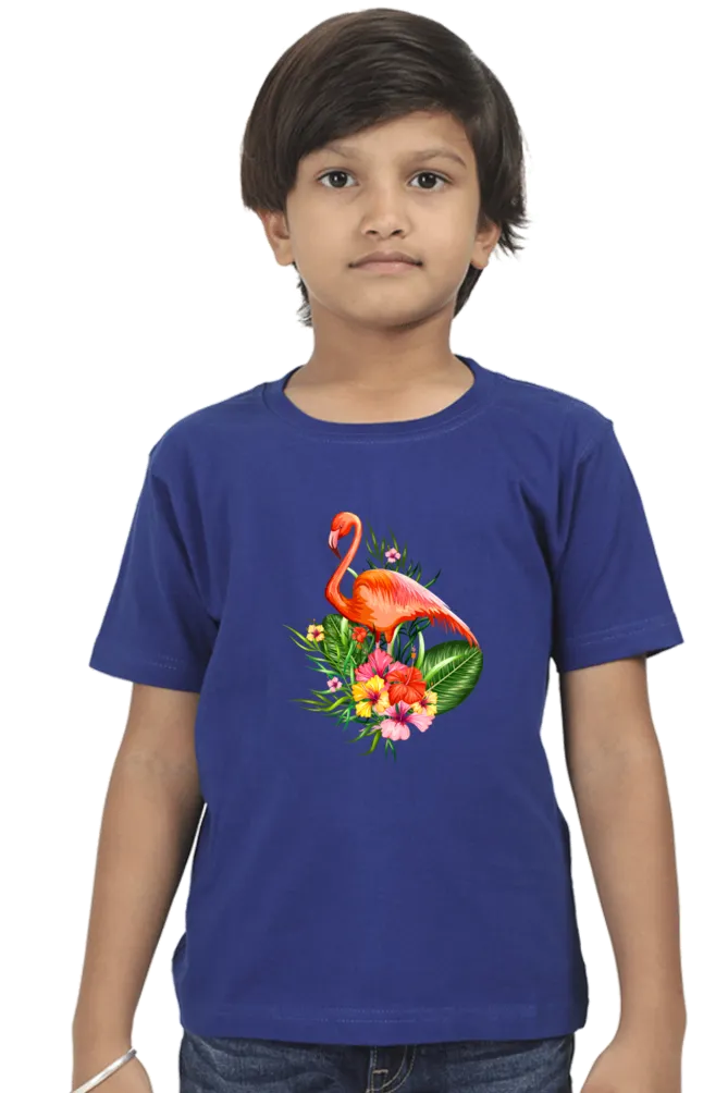 Round Neck T-Shirt (Boys) - Fashionable Flamingo (10 Colours)