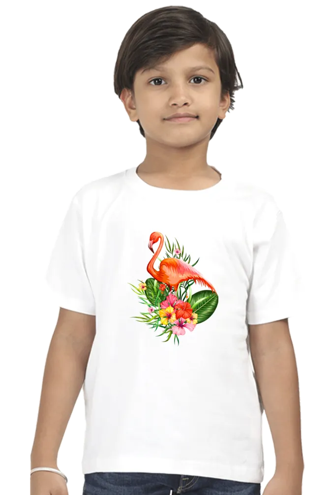 Round Neck T-Shirt (Boys) - Fashionable Flamingo (10 Colours)