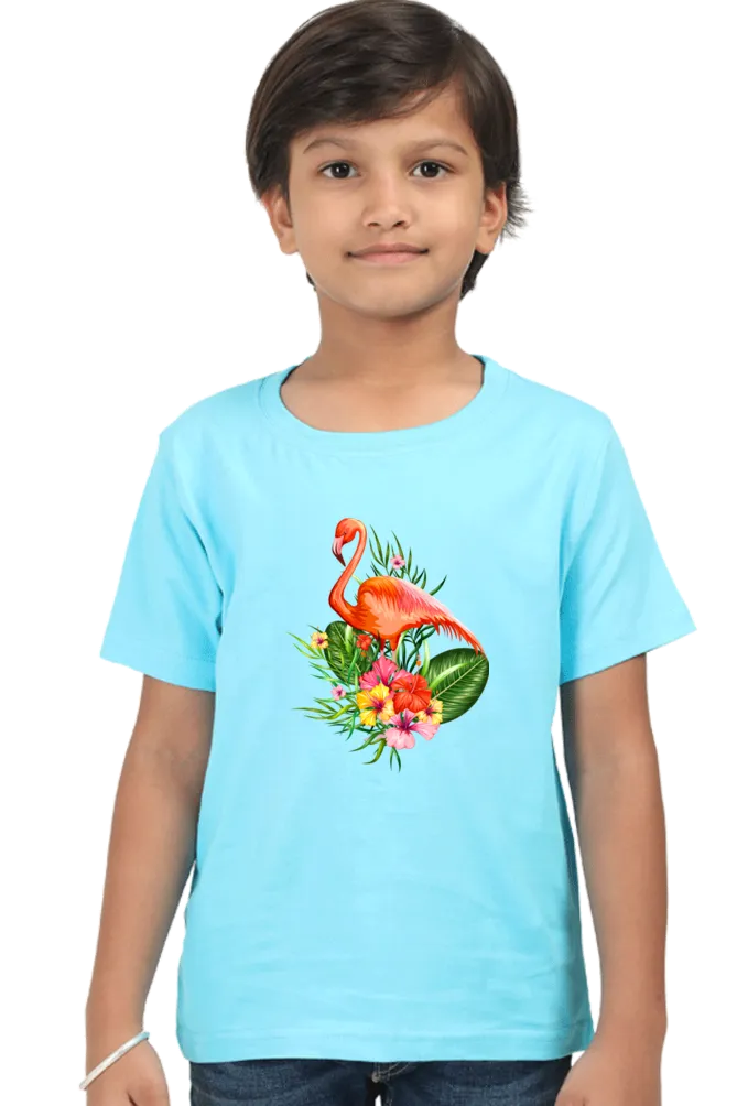 Round Neck T-Shirt (Boys) - Fashionable Flamingo (10 Colours)
