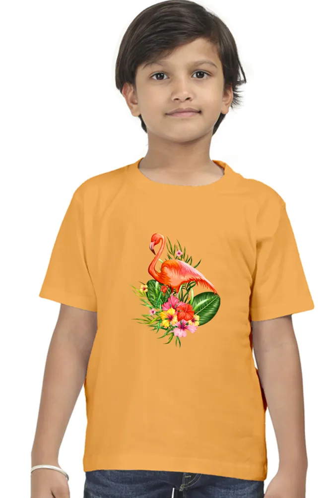 Round Neck T-Shirt (Boys) - Fashionable Flamingo (10 Colours)