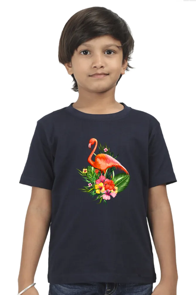 Round Neck T-Shirt (Boys) - Fashionable Flamingo (10 Colours)