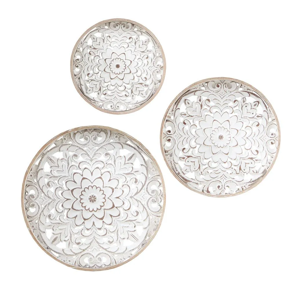 Round Wood Wall Decor Accents (Set of 3)