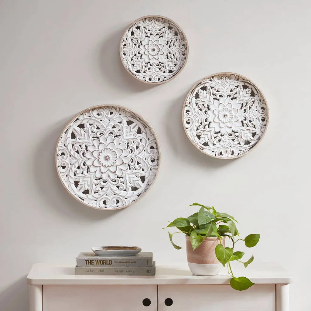 Round Wood Wall Decor Accents (Set of 3)