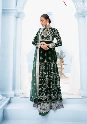 Royal Maxi Dress Pakistani in Bottle Green Shade #PF264