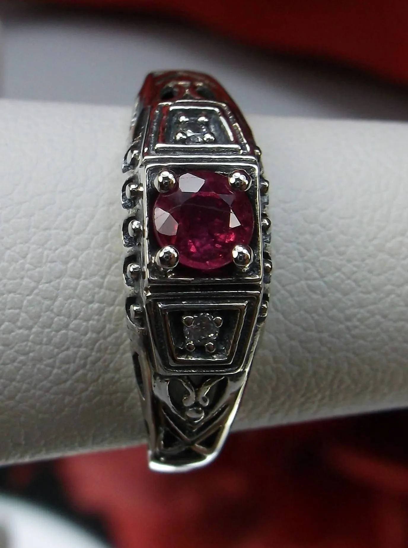 Ruby Ring, Natural Gemstone, Art Deco Jewelry #D49