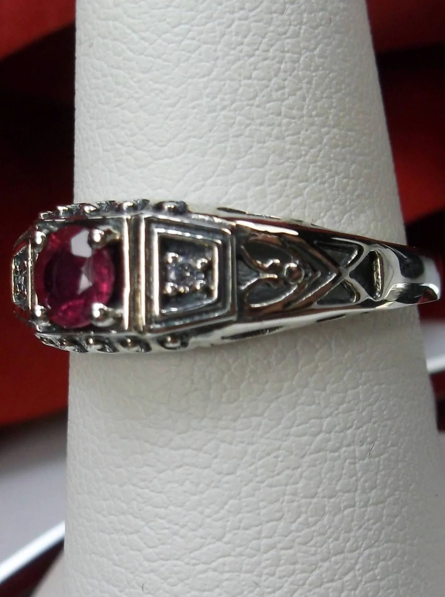 Ruby Ring, Natural Gemstone, Art Deco Jewelry #D49