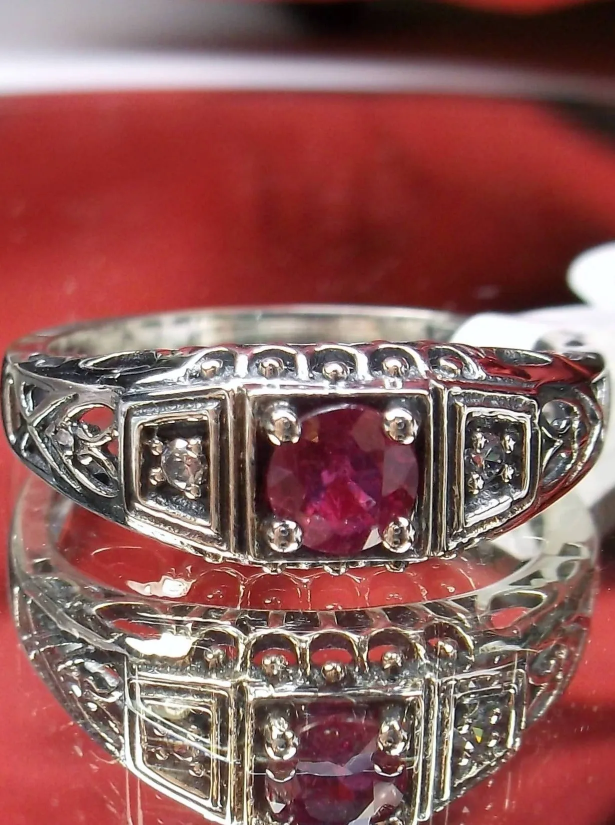 Ruby Ring, Natural Gemstone, Art Deco Jewelry #D49